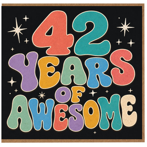 42nd Birthday Card, 42 Years of Awesome Retro Style Card