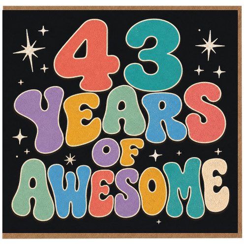 43rd Birthday Card, 43 Years of Awesome Retro Typography Card