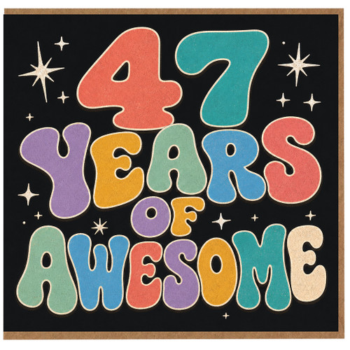 47th Birthday Card, 47 Years of Awesomeness Retro Colourful Card