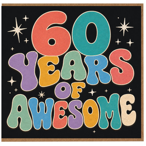 60th Birthday Card, 60 Years of Awesome Retro Typography Card