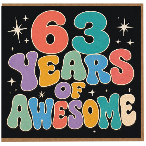 63rd Birthday Card, 63 Years of Awesome Retro Typography Card