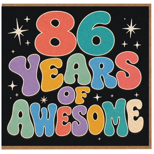 86th Birthday Card, 86 Years of Awesome Retro Multicoloured Design