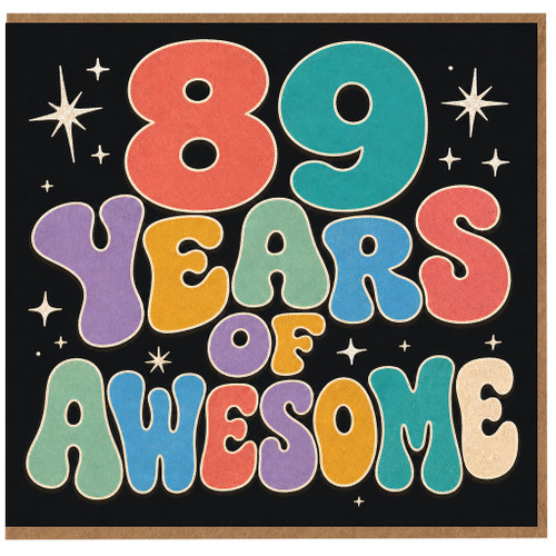 89th Birthday Card, 89 Years of Awesome Retro Colourful Card