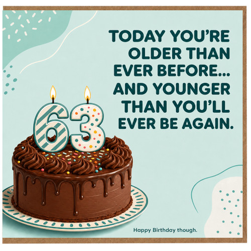 63rd Birthday Card, Funny Age 63 Birthday Card, Happy Birthday Card