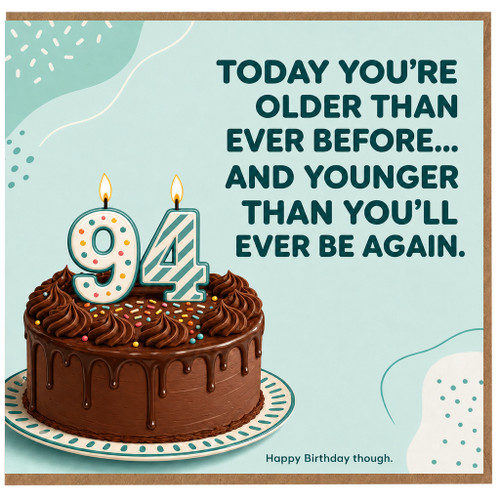 94th Birthday Card, Humorous Happy Birthday Card for 94 Year Old
