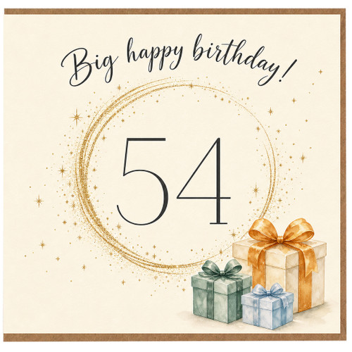54th Birthday Card, Big Happy Birthday Card for Her or Him