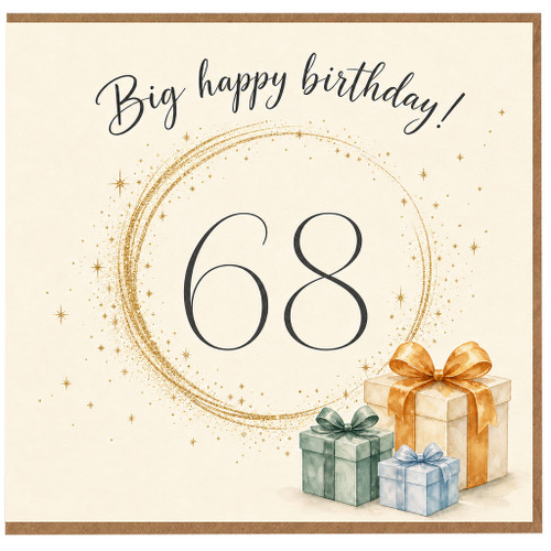 68th Birthday Card, Big Happy Birthday 68 Card for Her or Him