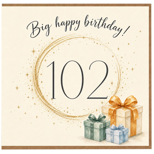 102nd Birthday Card, Big Happy Birthday Card for 102 Year Old