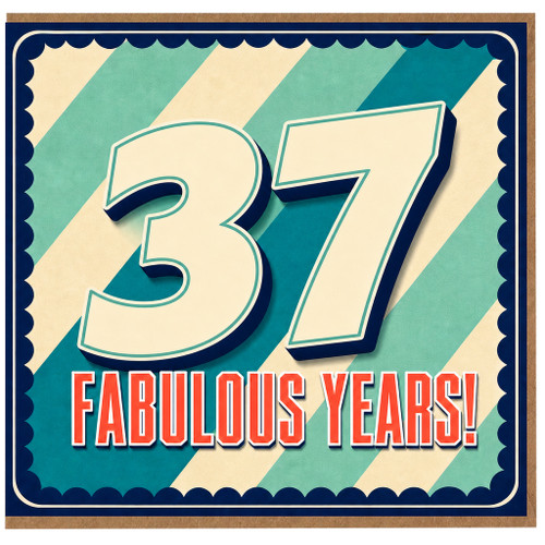 37th Birthday Card, Fabulous 37 Years Retro Style Greeting Card