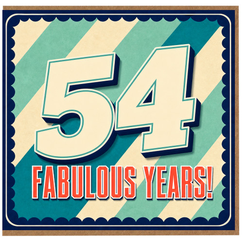 54th Birthday Card, Fabulous Years Retro Number Design