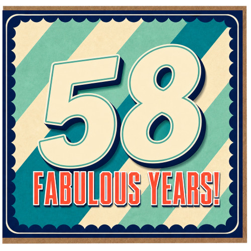 58th Birthday Card, Fabulous Years Retro Style Card