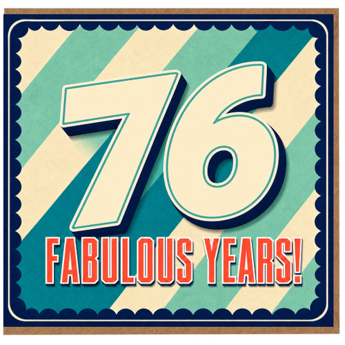 76th Birthday Card, Fabulous Years Retro 76 Birthday Card
