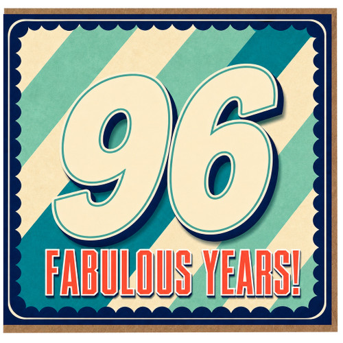 96th Birthday Card, Fabulous 96 Years Retro Style Card