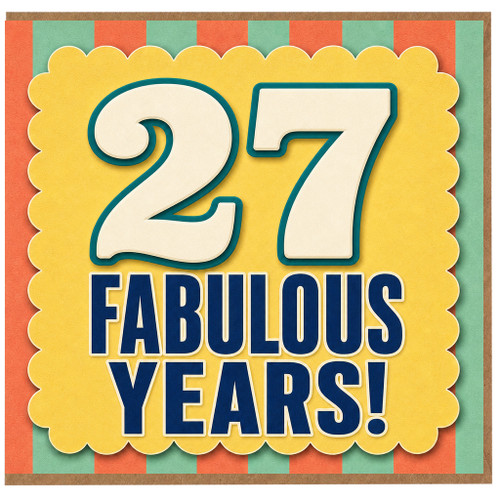 27th Birthday Card, Fabulous Years Retro Style Birthday Card