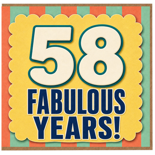 58th Birthday Card, Fabulous Years Retro Style Card