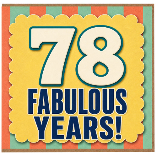 78th Birthday Card, Fabulous Years Retro Style Age Card