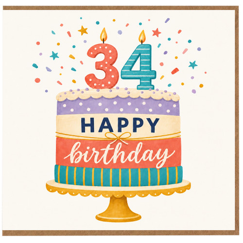 84th Birthday Card, Happy Birthday Cake Candle Design