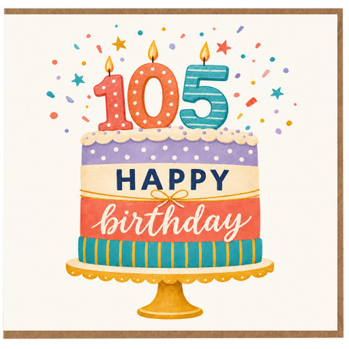 105th Birthday Card, Happy Birthday Cake Card