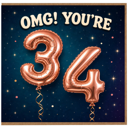 34th Birthday Card, OMG You're 34 Card