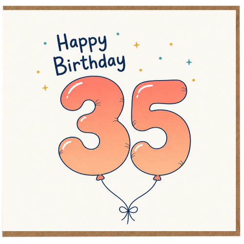 35th Birthday Card, Happy Birthday Balloon Design