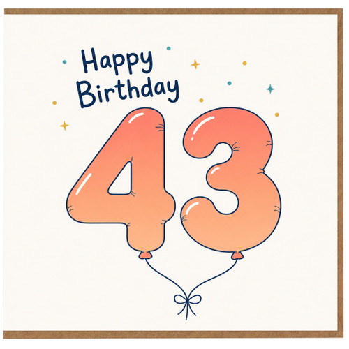 43rd Birthday Card, Happy Birthday Balloon Design