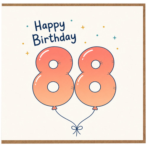88th Birthday Card, Happy Birthday Balloon Number 8 Card