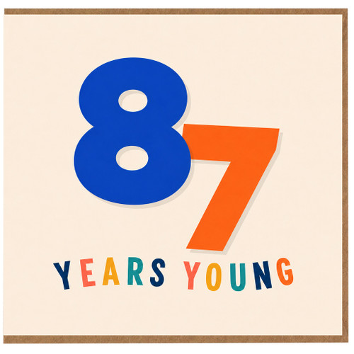 87th Birthday Card, 87 Years Young Colourful Number Card
