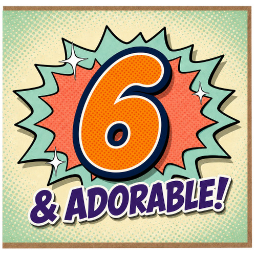 6th Birthday Card, Adorable Comic Style Card