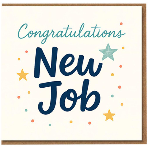 Congratulations on Your New Job Card - Colourful Stars & Confetti Design - New Job Congratulations Greeting Card