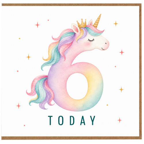 6th Birthday Card, Unicorn Today