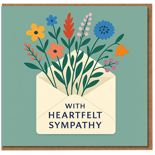 With Heartfelt Sympathy Card - Floral Envelope Illustration - Condolence Greeting Card to Offer Comfort and Support
