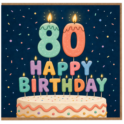 80th Birthday Card, Happy Birthday Card for Her or Him