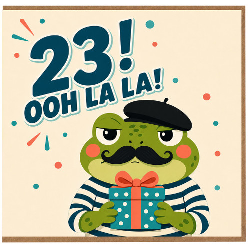 23rd Birthday Card, Funny Ooh La La Frog Card for Him