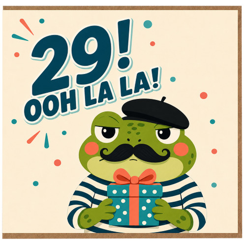 29th Birthday Card, Funny Frog Ooh La La Birthday Card