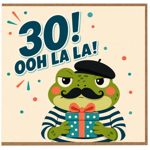 30th Birthday Card, Funny Frog Ooh La La Birthday Card