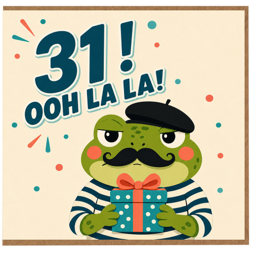 31st Birthday Card, Ooh La La Frog Birthday Card