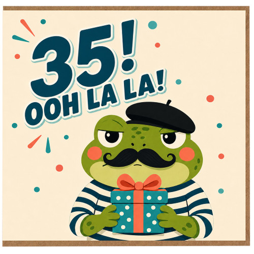 35th Birthday Card, Funny Ooh La La Frog Birthday Card