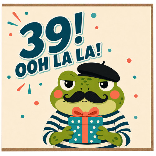 39th Birthday Card, Funny Frog Ooh La La Birthday Card