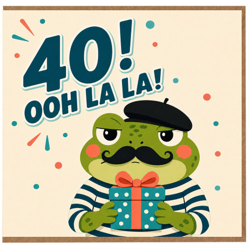 40th Birthday Card, Funny Ooh La La Frog Card
