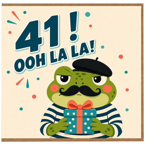 41st Birthday Card, Funny Ooh La La Frog Birthday Card