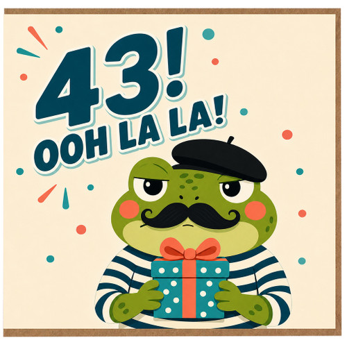 43rd Birthday Card, Funny Frog Ooh La La Card