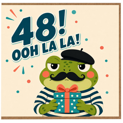 48th Birthday Card, Funny Frog Ooh La La Card