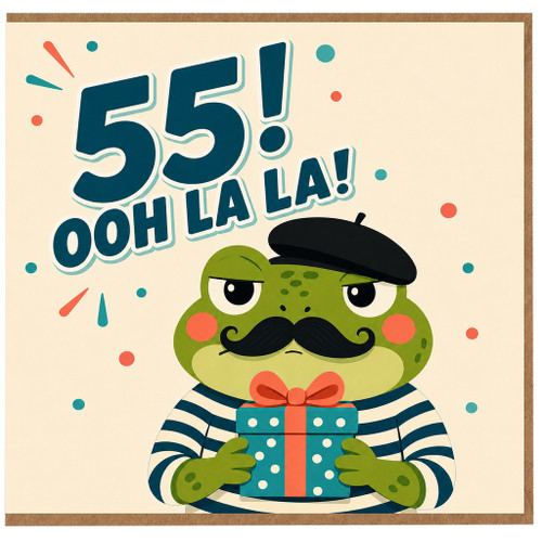 55th Birthday Card, Ooh La La Frog Design