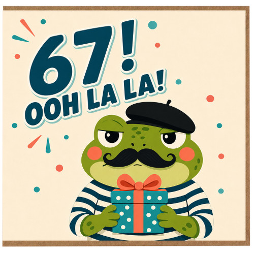 67th Birthday Card, Funny Ooh La La Frog Birthday Card