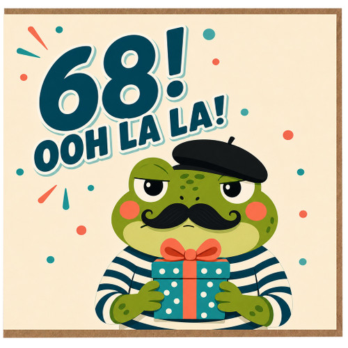 68th Birthday Card, Funny Ooh La La Frog Birthday Card