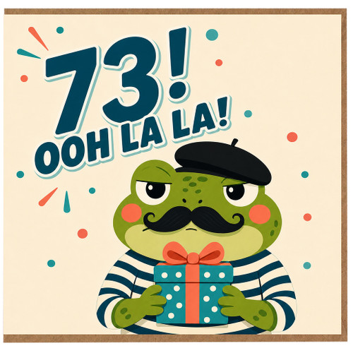 73rd Birthday Card, Ooh La La Retro Frog Birthday Card