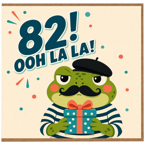 82nd Birthday Card, Funny Ooh La La Frog Birthday Card