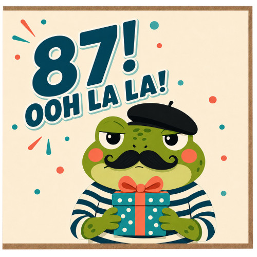 87th Birthday Card, Funny Ooh La La Frog Card