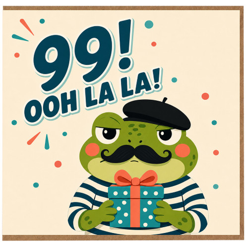 99th Birthday Card, Funny Frog Ooh La La Birthday Card