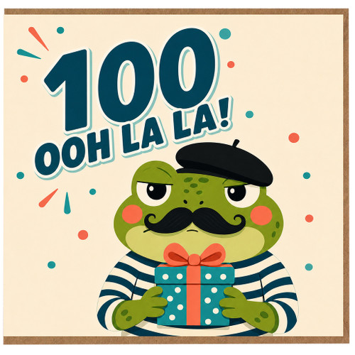 100th Birthday Card, 100 Ooh La La Frog Birthday Card